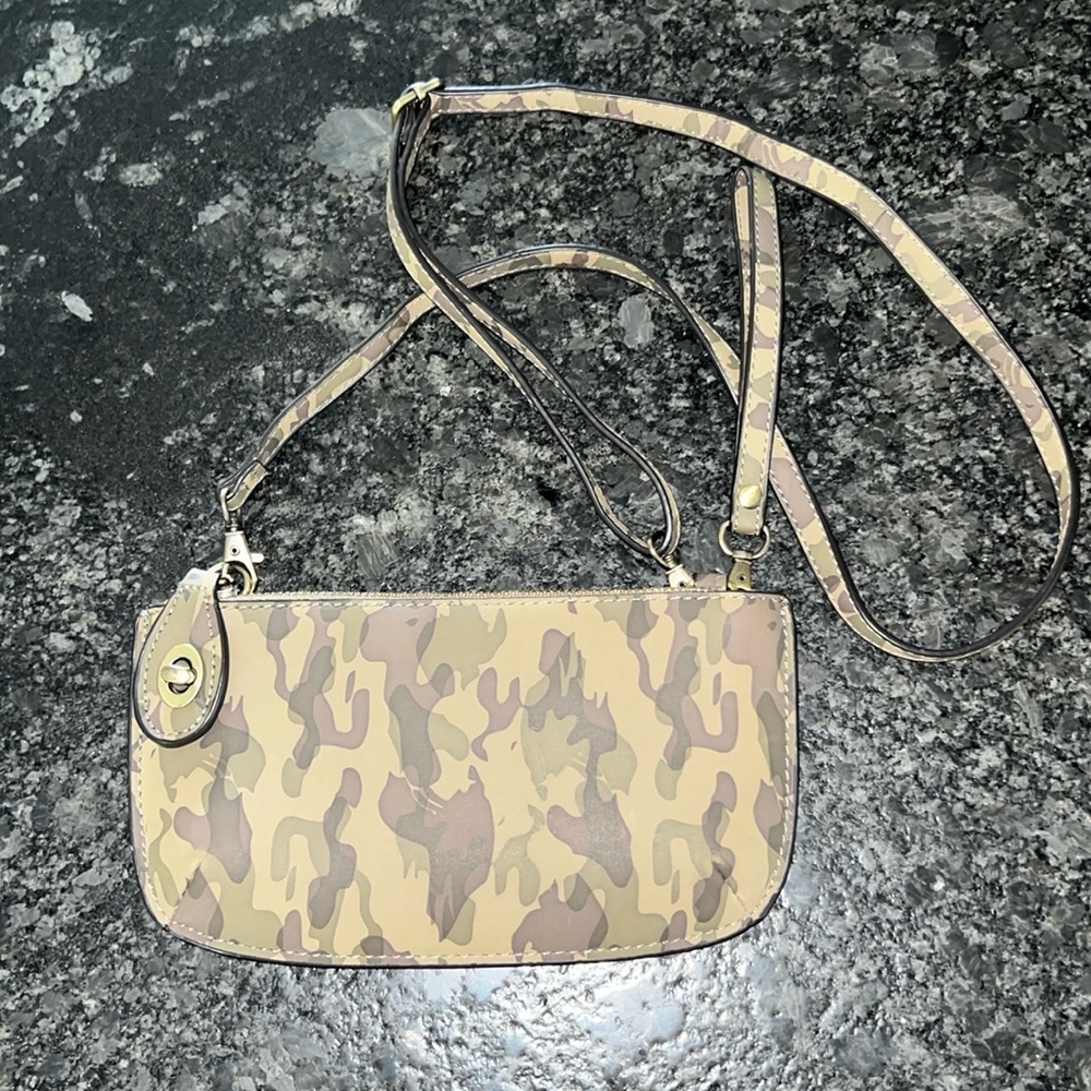 Susan Joy Camo crossbody wristlet